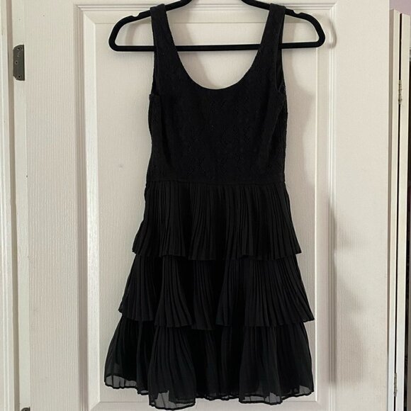 black Ruffled Mini Dress Sleeveless Size XS - Picture 4 of 10